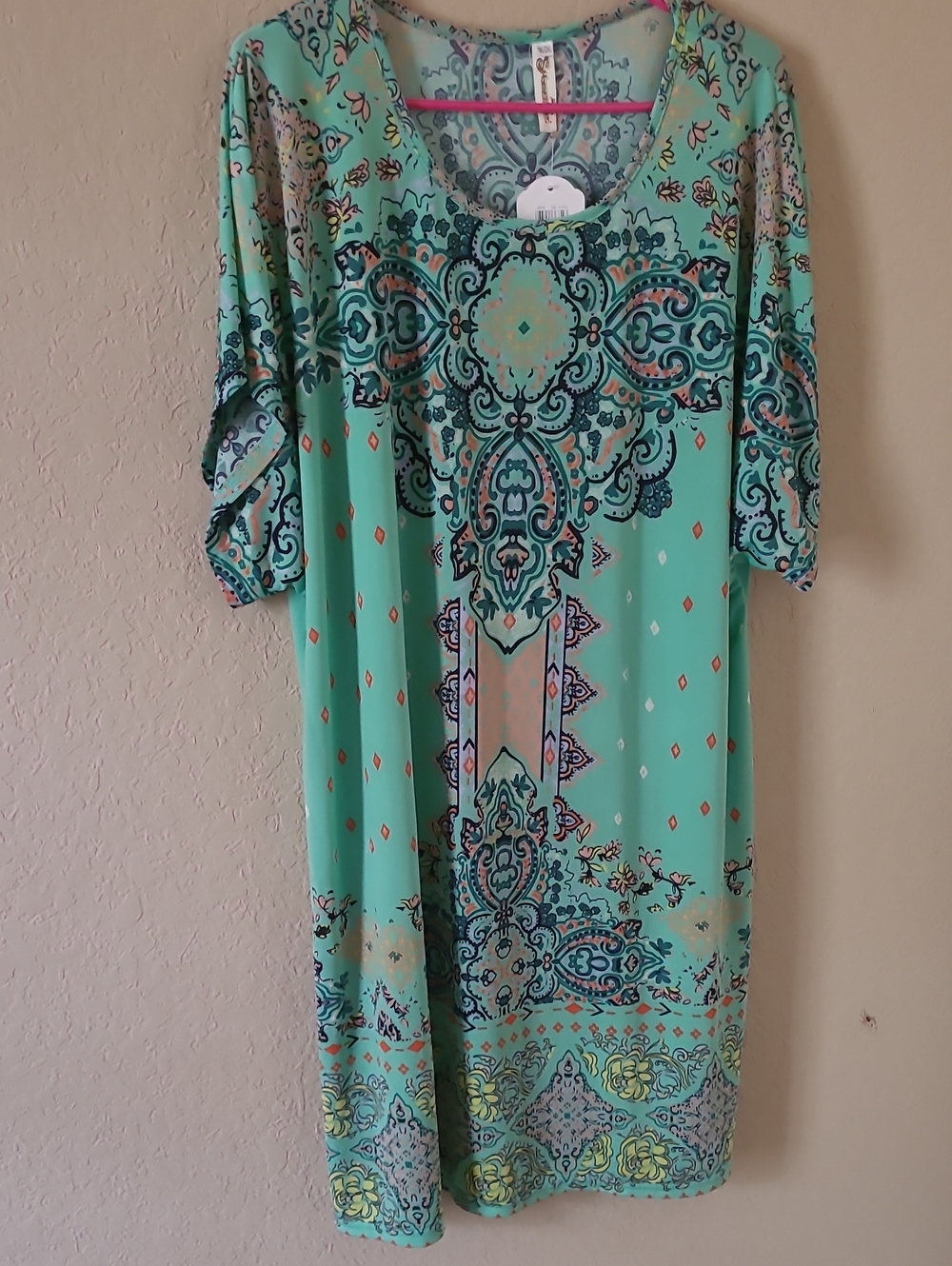 Shoreline Mint Teal Paisley-Print Swim Coverup Tunic